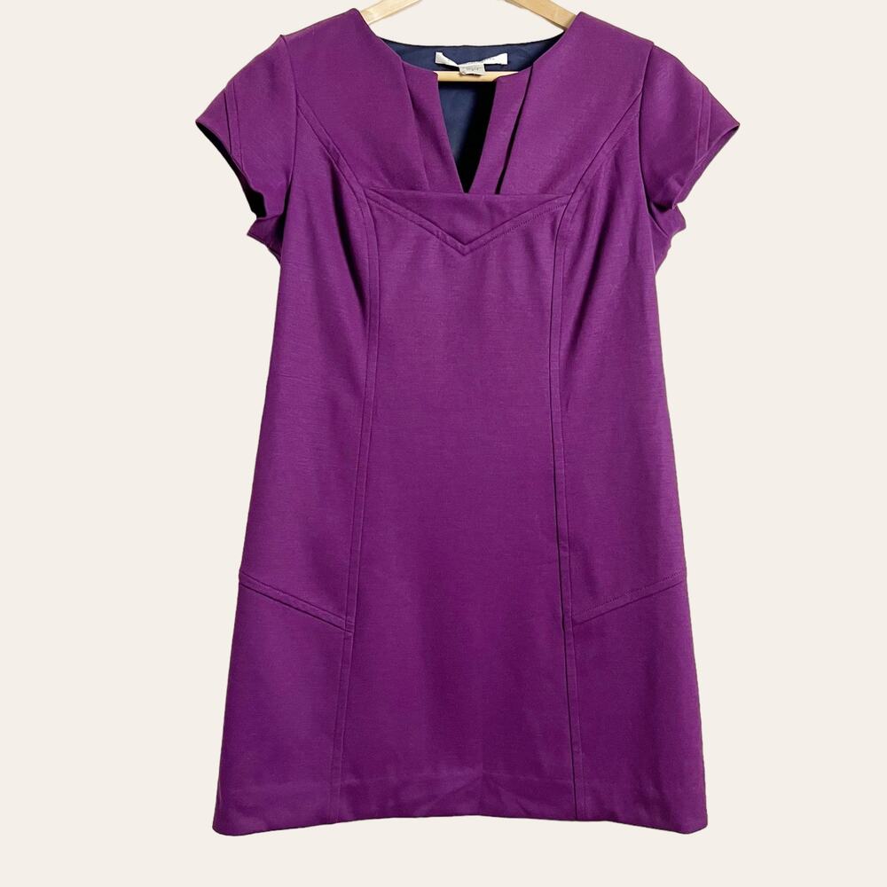 Diane Von Furstenberg Purple Wool Blend Cap Sleeve Mini A-Line Dress Size 8